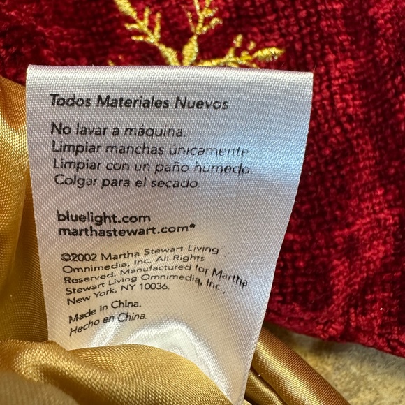 Martha Stewart Everyday CHRISTMAS STOCKING Gold Satin & Velour w/Tassles w/2 Red - Picture 6 of 11